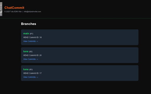 ChatCommit :: Git‑like version control for ChatGPT: commits, branches, merges, tags, and more.