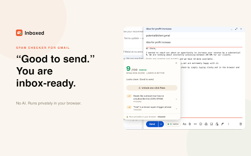 HitSend - Spam Checker for Gmail :: See a live spam-risk score as you write in Gmail. HitSend flags what trips spam filters - with one-click fixes. Private, no AI.