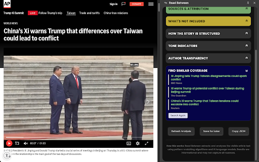 Read Between :: AI-powered news literacy tool that helps you read between the lines.
