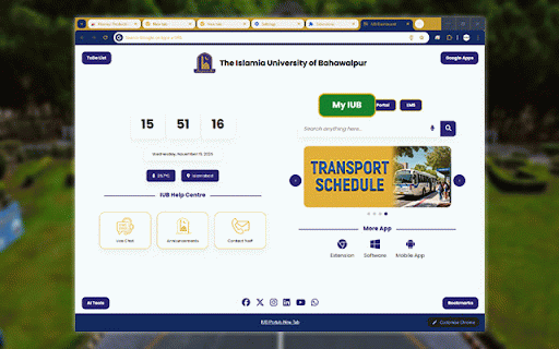 IUB Portals New Tab :: Within this one app you will find all IUB portals. Which you can access with one click