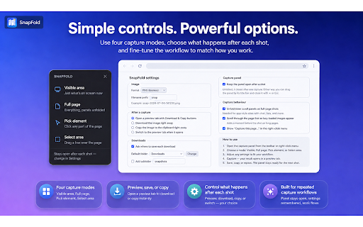 SnapFold: Full Page & Content Screenshots :: Capture full webpages, scrollable elements, nested panels, chat histories, and iframe content in one high-resolution screenshot.