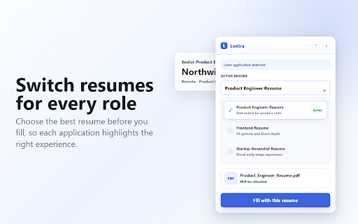 Lentra - Job Application Autofill, AI Resume, Auto Apply :: Autofill job applications in one click. Land your next role faster. Lentra will autofill every job form quickly to save you time.