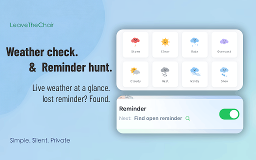 Stand Up Reminder - LeaveTheChair :: LeaveTheChair gently reminds you to stand up after sitting too long. Active-tab alerts, custom intervals, local data.