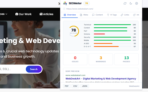 SEOMeter – Complete SEO Audit Toolkit :: Enterprise-grade SEO audit toolkit: on-page audit, technical SEO, schema analysis, Core Web Vitals, AI SEO, PDF reports.