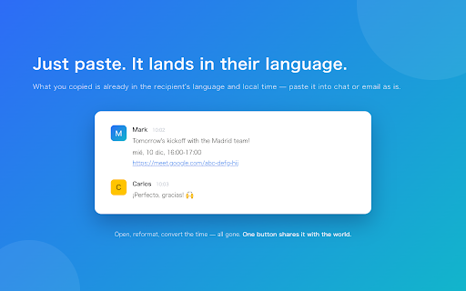 Meet URL Copier :: Copy just the Meet/Zoom link and time from Google Calendar in one click — no dial-in numbers or PINs. Auto time zones, 3 languages.