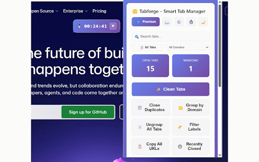 Tabforge – Smart Tab Manager :: Organize and manage browser tabs with ease. Close duplicate tabs, group tabs by domain, and improve productivity.