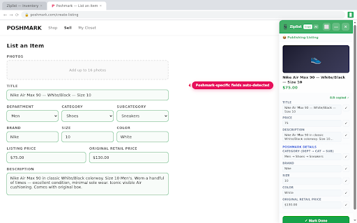 Ziplist Bridge :: List and manage items across Craigslist, Facebook Marketplace, and Poshmark from your Ziplist dashboard.
