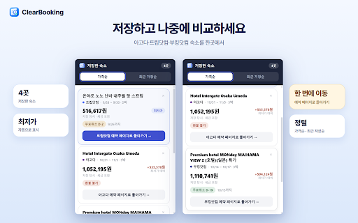 ClearBooking : 호텔 실결제액·취소 위약금 :: 아고다·트립닷컴·부킹닷컴 예약 직전, 실제 결제액과 취소 시 예상 손실액을 한 장의 브리핑 카드로 보여줍니다. 세금·수수료를 포함한 진짜 총액과 취소 조건을 헤매지 않고 바로 확인하세요.