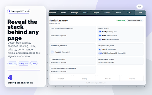 Technical SEO & CRO Audit: Site Health, Schema, Links, Images, Social, Tech :: Run technical SEO and CRO audits with site health, schema, link, image, social preview, and tech stack checks.