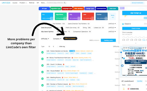The LeetCode Study Club :: Real-time study rooms for LeetCode problems + company tags. Chat with others solving the same problem!