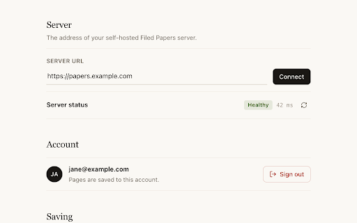 Filed Papers :: Save web pages to your self-hosted Filed Papers server with one click
