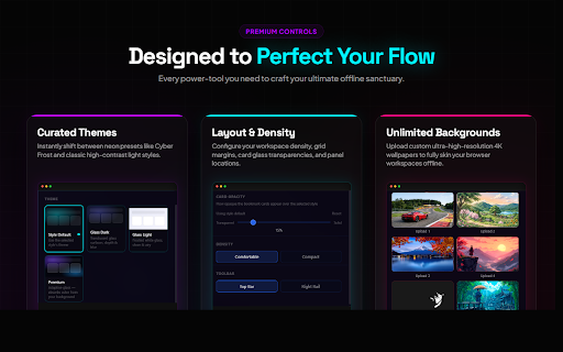 NeonTab - Aesthetic Bookmark Workspace - FREE :: A FREE beautiful, private visual bookmark workspace. Organize with sleek columns, aesthetic themes, and total local privacy.