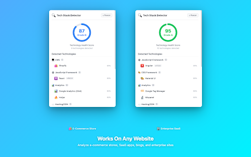 Tech Stack Detector - Technology Profiler :: Detect the CMS, JavaScript framework, hosting and analytics on any website. One-click profile in the popup.