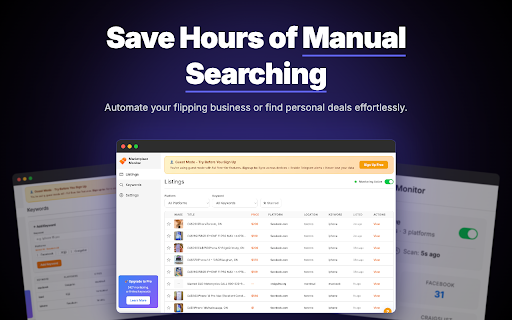 Marketplace Monitor :: Monitor and receive notifications for new listings on Facebook Marketplace, Kijiji, and Craigslist