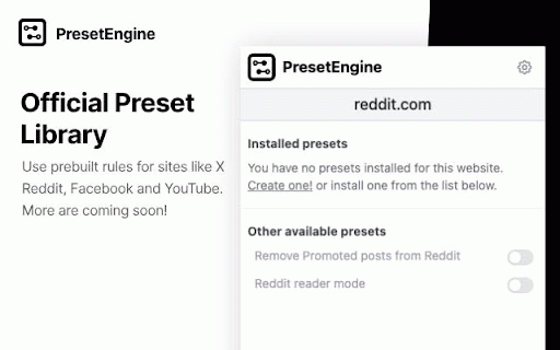 PresetEngine - Block Pop-ups & Customize Sites :: Create no-code presets to block pop-ups, hide clutter, and customize any website for focused, accessible browsing.