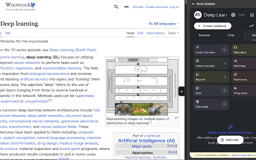 Note Sidebar :: Open NotebookLM in a Chrome side panel on any page, and add the current page as a source with one click.