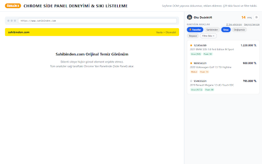Sarı Site Dedektifi :: Araç ilanlarında durum puanı, boya/hasar analizi, fiyat geçmişi ve benzerlerine göre ucuz/pahalı karşılaştırması. Siteye dokunmaz.