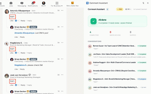 Comment Assistant :: Helps creators manage conversations and respond faster to engagement on their LinkedIn posts.