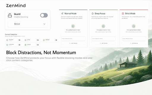 ZenMind :: Block distracting websites, stay focused with Pomodoro sessions, and track your productivity.