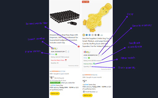 AslGrab :: Chrome extension for e-commerce professionals. Collect ASINs, filter products and store the products you find.