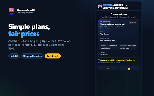 Meesho Autofill + Shipping Optimizer :: Meesho Autofill + Shipping Optimizer for profiles, catalog forms, and verified lower-shipping image search.