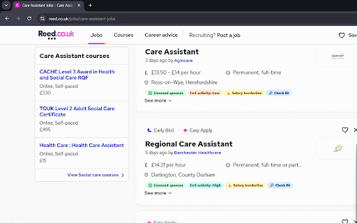 VisaAtlas Sponsor Check :: Labels jobs on LinkedIn, Indeed, Reed, Totaljobs and CV-Library with UK sponsor-licence, CoS-activity and salary badges.
