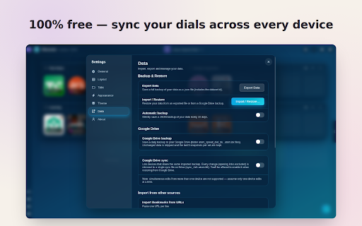 Atom Speed Dial Pro :: Atom Speed Dial Pro — a customizable speed dial new tab page with bookmarks management, themes, and Chrome bookmarks integration