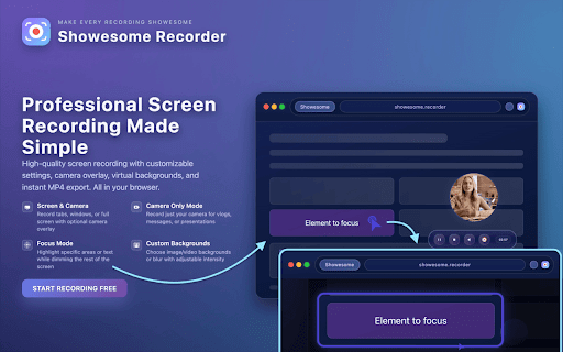 Showesome Screen Recorder – Record Screen & Camera :: High-quality screen & webcam recorder with virtual backgrounds. No watermark, no time limit. Fast share to YouTube or Drive.