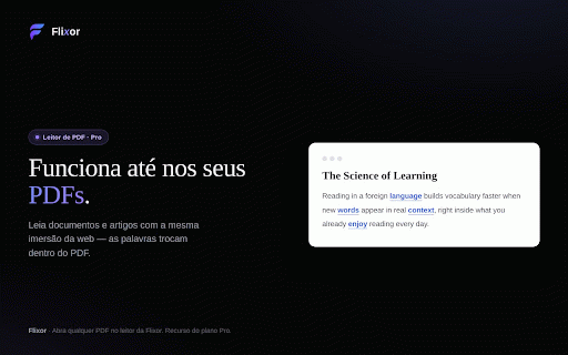 Flixor — Aprenda idiomas enquanto navega :: Troca palavras das páginas pelo idioma que você aprende: inglês, espanhol, francês, italiano, russo, japonês. No seu nível.