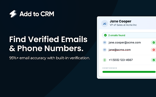 Add to CRM for Pipedrive: Email Finder & Enrichment :: Enrich & add prospects to Pipedrive in one click — verified emails, phone numbers & 20+ data points. 220M+ contacts.
