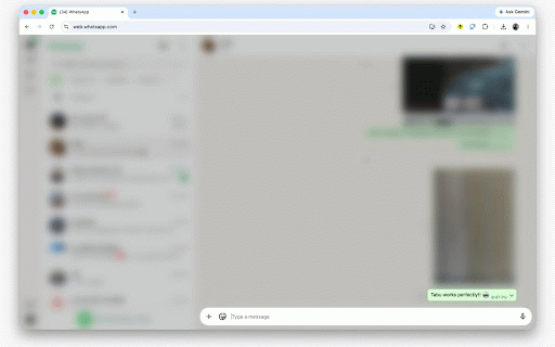 Tabu - Whatsapp Web Blur :: Keep WhatsApp Web private in public spaces by blurring the entire page and revealing only the message under your cursor.