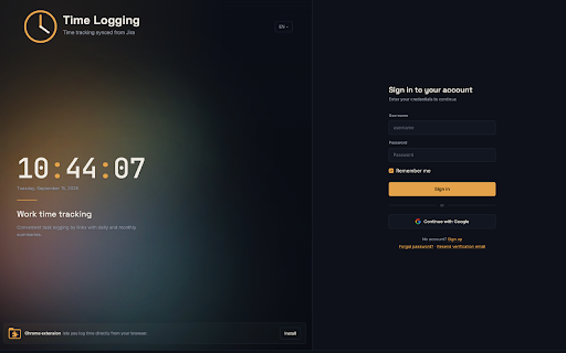 Time Logging :: Логування робочого часу на ваш сервер Time Logging з браузера.