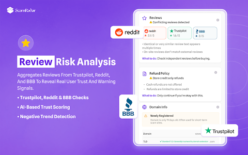 ScamRadar AI :: AI-powered browser extension that detects scam patterns, fake timers, and suspicious domains