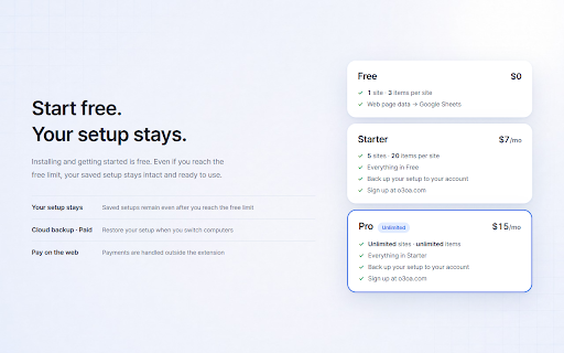 o3oa Sheet Sync - Copy Data to Google Sheets :: Automatically collect and organize tables and data from web pages into Google Sheets. Reduce repetitive copy-and-paste work.