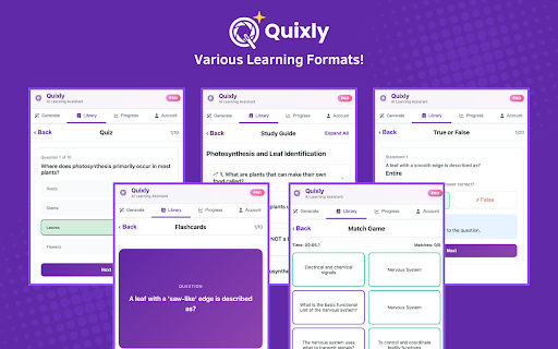 Quixly - AI Flashcards and Quiz :: Generate quizzes, flashcards, study guides, and more from any webpage content with AI