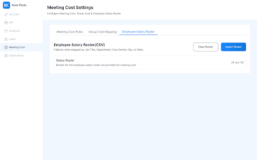 KoreTools :: GoLinks shortlinks, auto-launcher for Google Meet, Zoom & Teams, and meeting cost calculator.