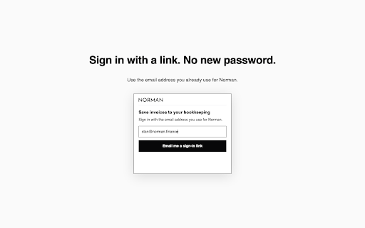 Norman — invoices into bookkeeping :: Save the invoice on any page straight into your Norman bookkeeping, matched to the right bank transaction.