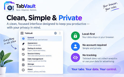 TabVault :: Save, organize, and restore your browser tabs.
