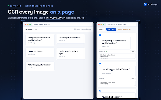 ShotMagic — Copy Text from Image, Offline OCR :: Copy text from any image, screenshot tables to Excel — select an area or right-click. 100% offline OCR, nothing leaves your device.