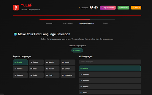 YouTube Language Filter - YuLaF :: YouTube Language Filter - The best Chrome extension to filter YouTube content based on language.