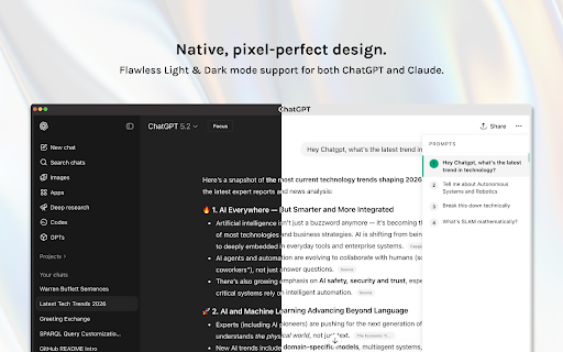 Compass :: Navigate AI conversations with sticky scroll headers and a prompt minimap