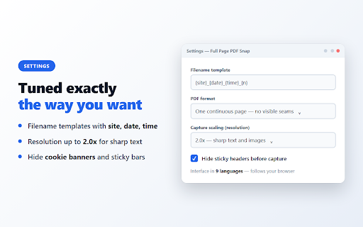 Full Page PDF Snap – Save Webpage as PDF :: Save any webpage as a single high-resolution PDF. Auto-scrolls the whole page — no cropping, no print dialog.
