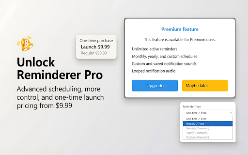 Reminderer :: Smart web page reminders with flexible scheduling. Never forget important pages again!