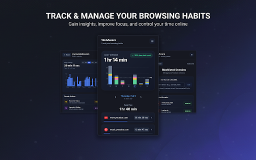 WebAware - Browsing Time Tracker :: Track time on websites, block distractions, analyze browsing habits, and stay productive with full control of your data.