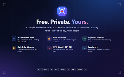 Capture Free Screen Recorder & Screenshot (4K, No Watermark) :: Record your screen in 4K and capture full-page screenshots — free, no watermark, no sign-up. Tab, desktop & webcam recording.