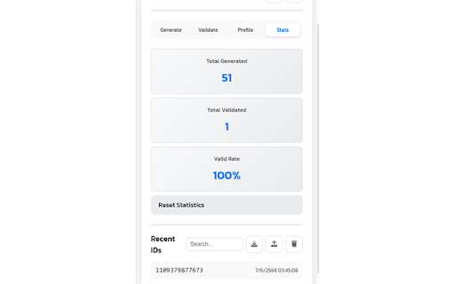 Thai Citizen ID Generator :: Thai Citizen ID Generator with bulk generation, profile creation, statistics, dark mode, and advanced features