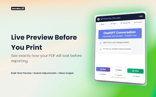 GPTPrint Pro – Print & Export ChatGPT to PDF :: Customize and print ChatGPT conversations with themes, watermark, header, and layout control.