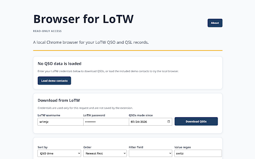 Browser for LoTW :: A local Chrome browser for your LoTW QSO and QSL records.