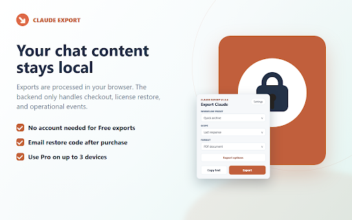 Claude Export to PDF, DOCX & Markdown :: Save Claude conversations as polished files or copy them to your clipboard. Exports are created locally in your browser.