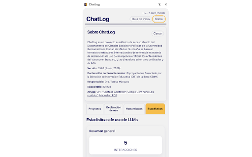 ChatLog :: Bitácora para quien quiere usar modelos de lenguaje de IA con ética y transparencia